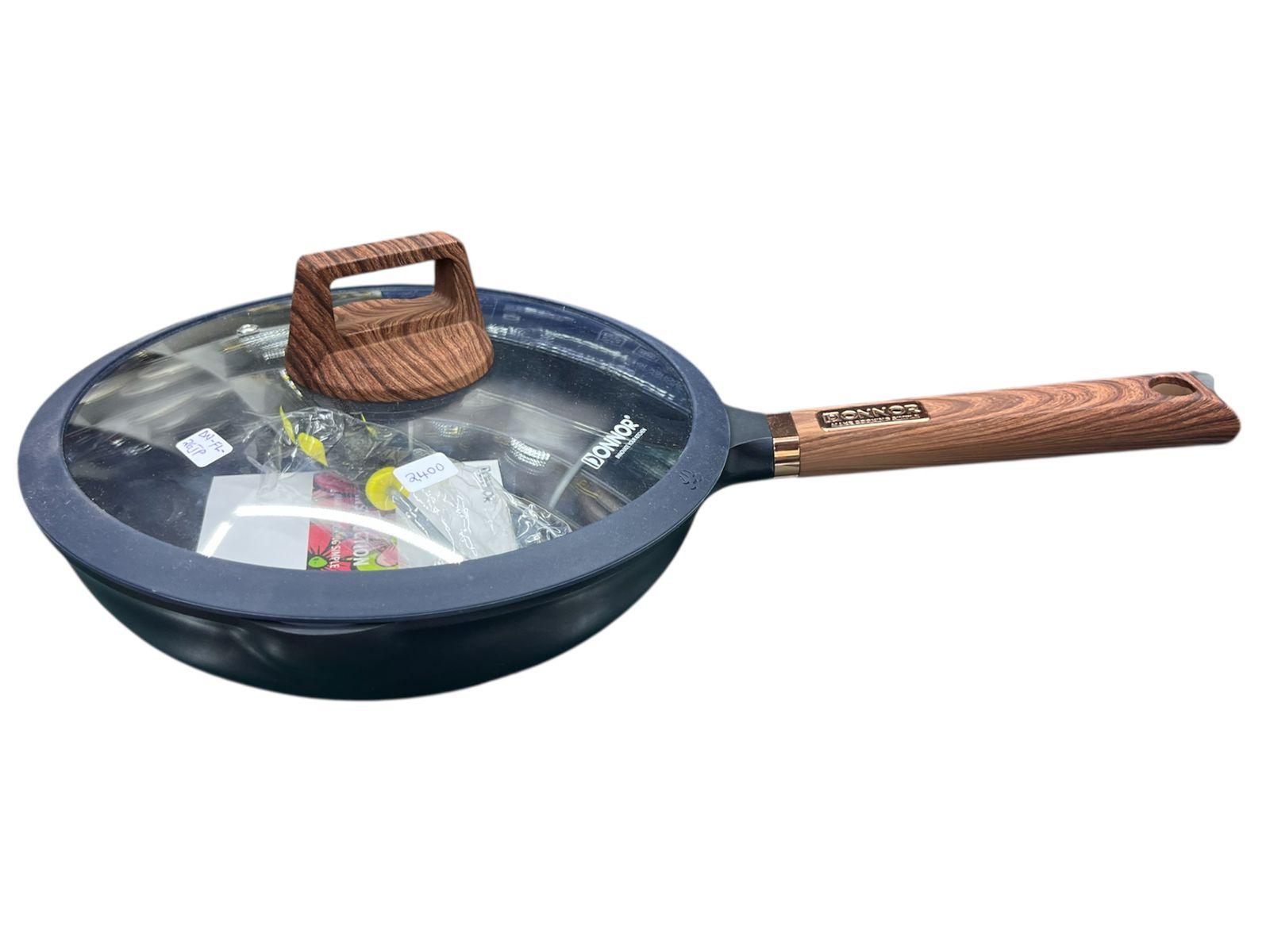 Domon 28cm Dark Blue Granite Frying Pan with Glass Lid