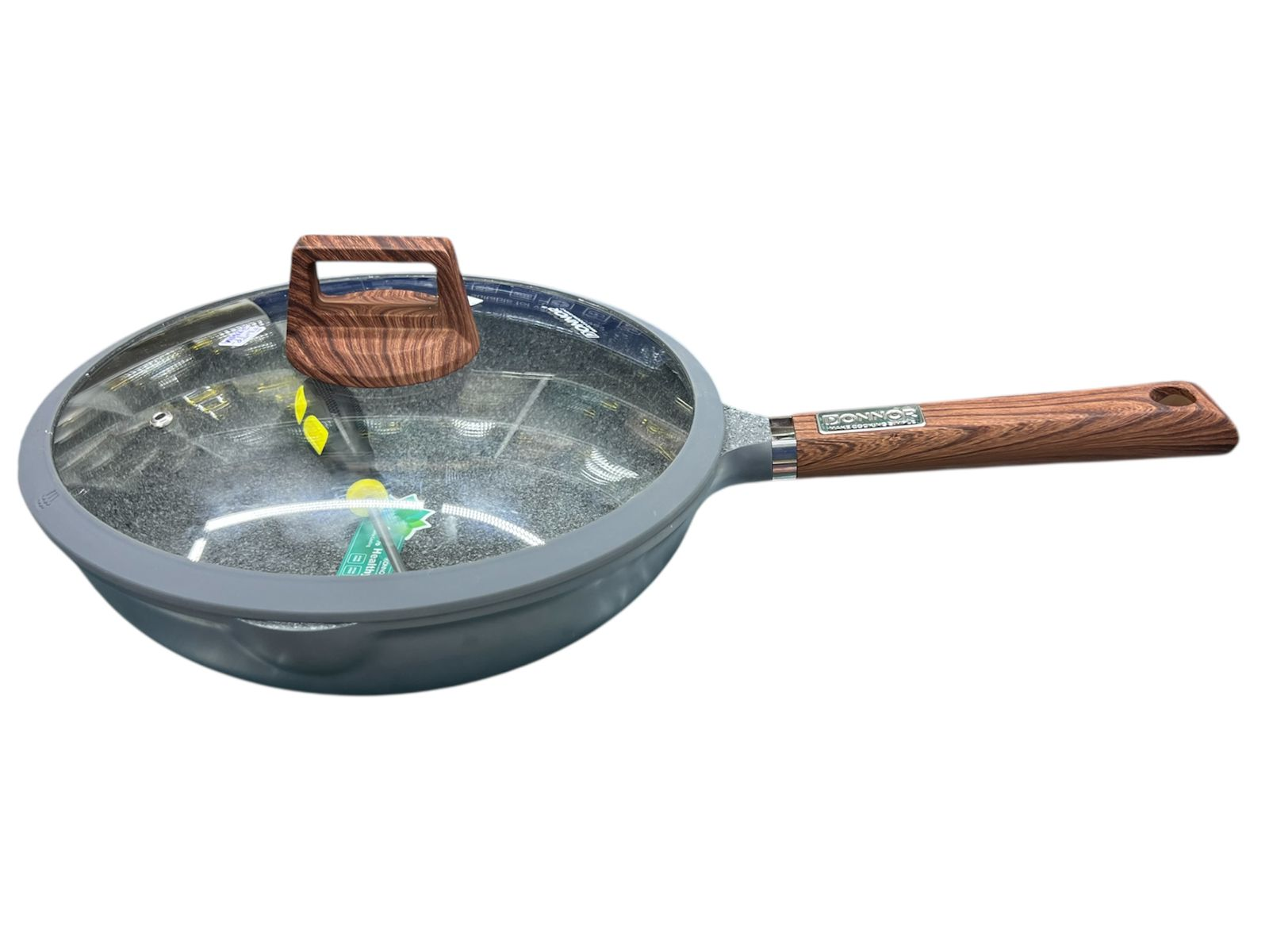 Domon 28cm Grey Granite Frying Pan with Glass Lid
