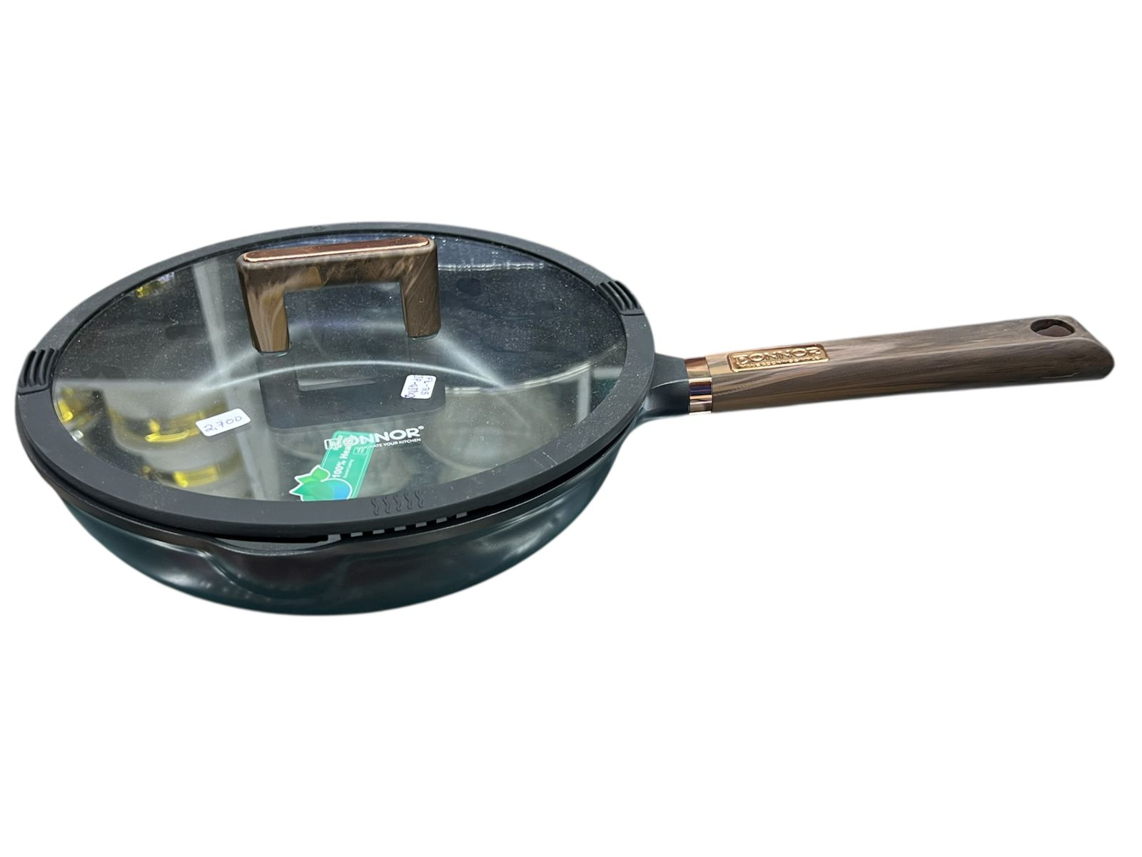 Domon 30cm Black Granite Deep Frying Pan with Glass Lid